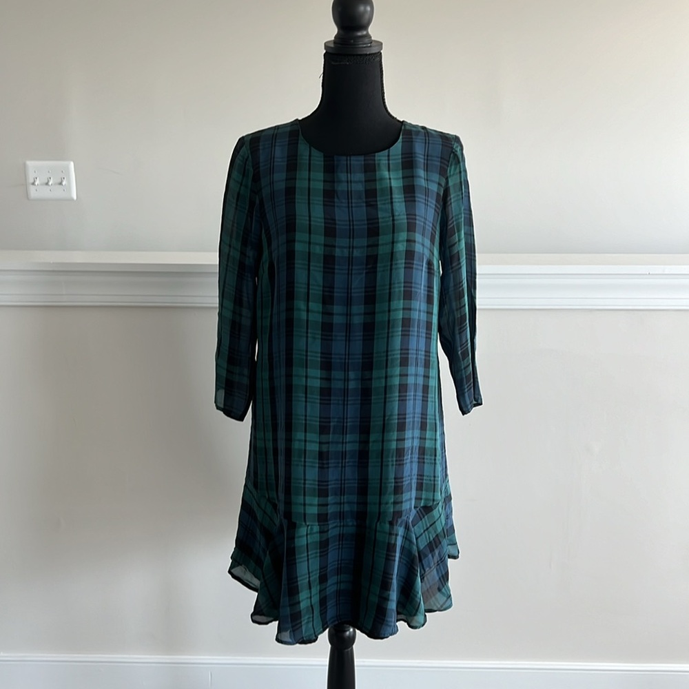 Madewell plaid 100% silk dress